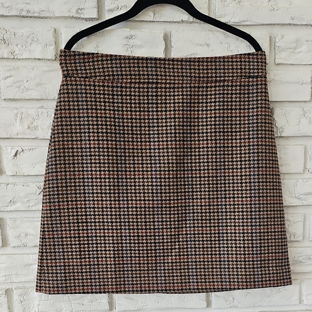 J. Crew Factory Wool-blend mini skirt in houndstooth